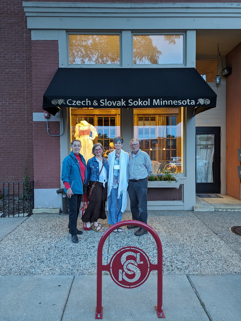 A group outside the Minnesota Sokol Hall 